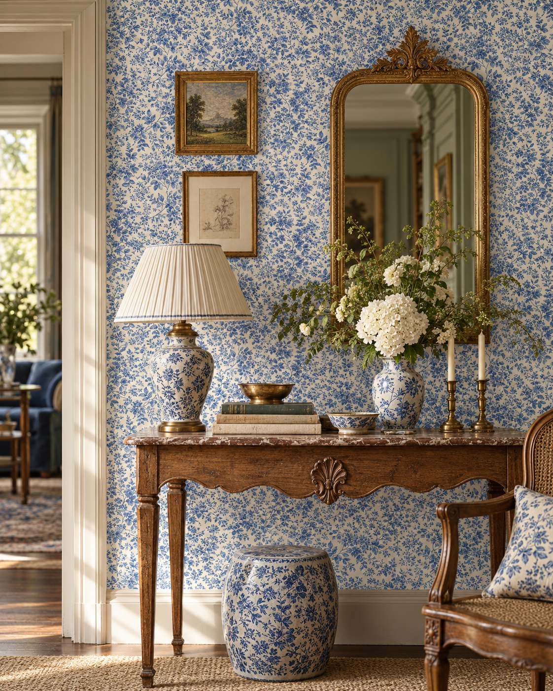 Château Bleu Botanical Wallpaper