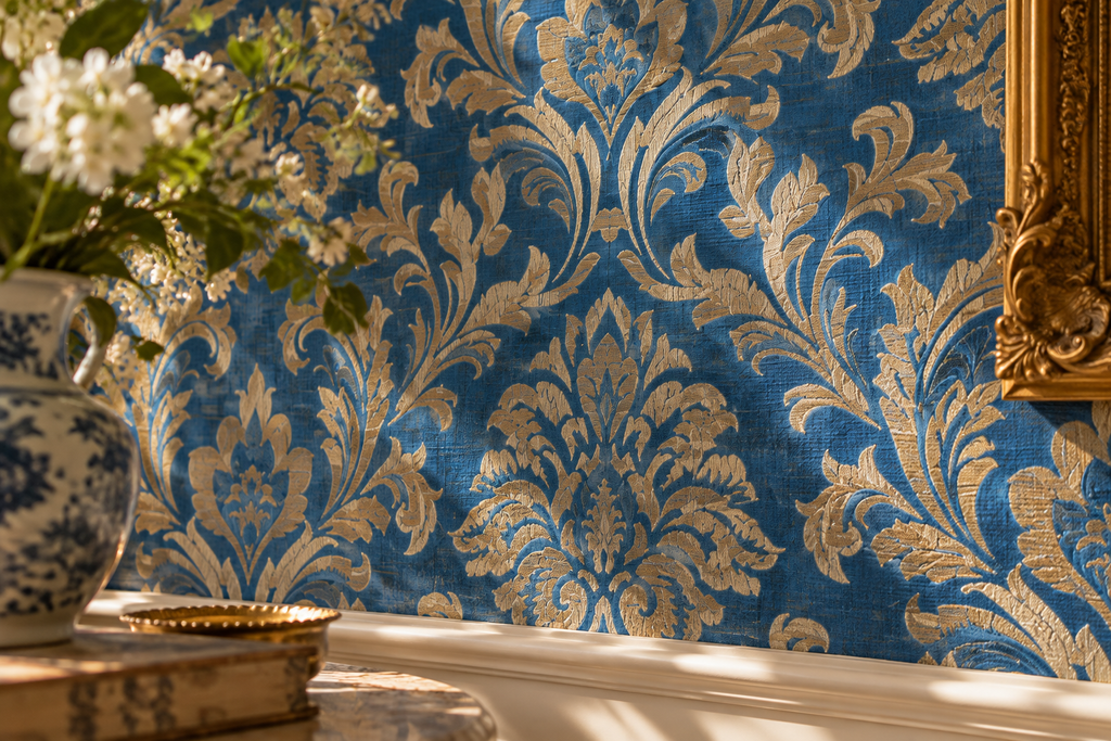 Palazzo No. 8 | Blue & Antique Gold Wallpaper