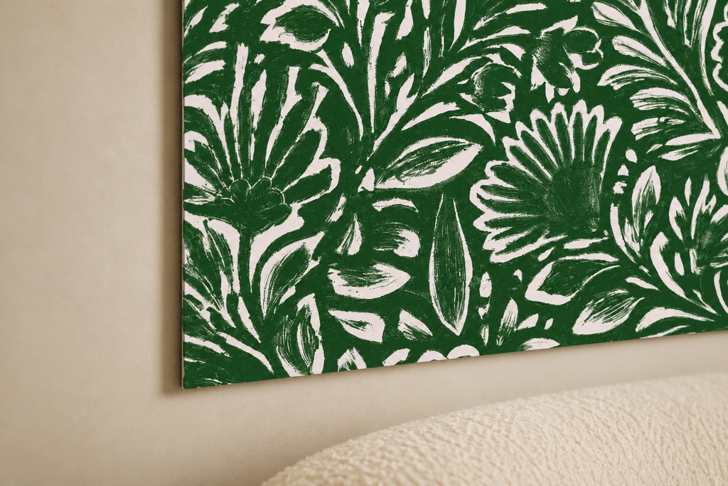 Green Floral Pattern Rolled Poster | Botanical Wall Art