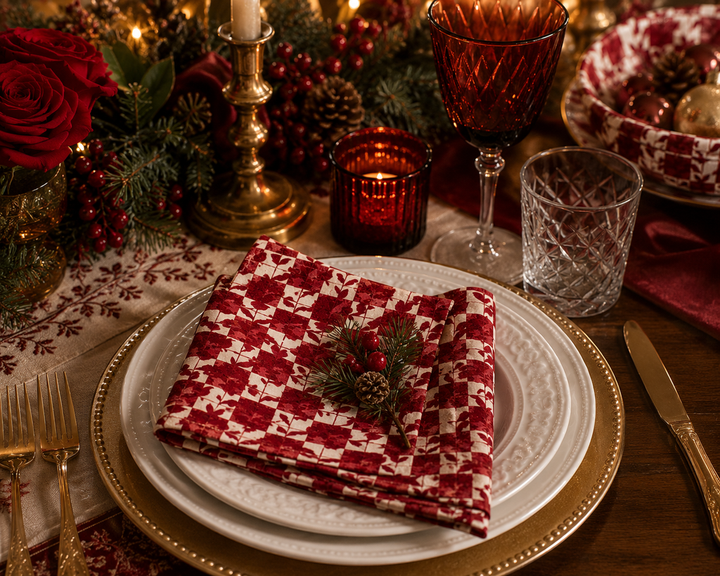 Maison Noël Christmas Napkins | Cotton, Silk or Polyester