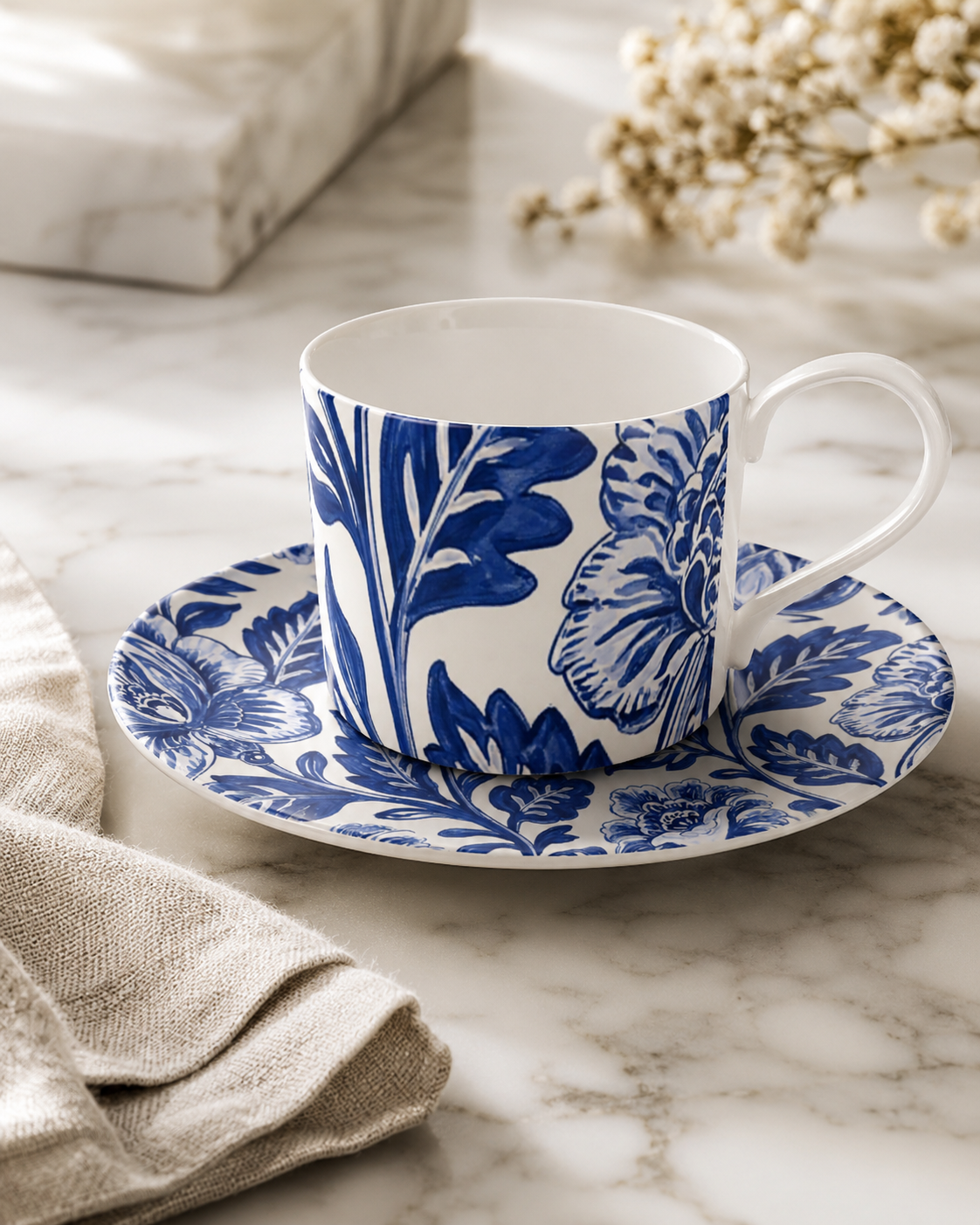 Cobalt Garden Cup and Saucer