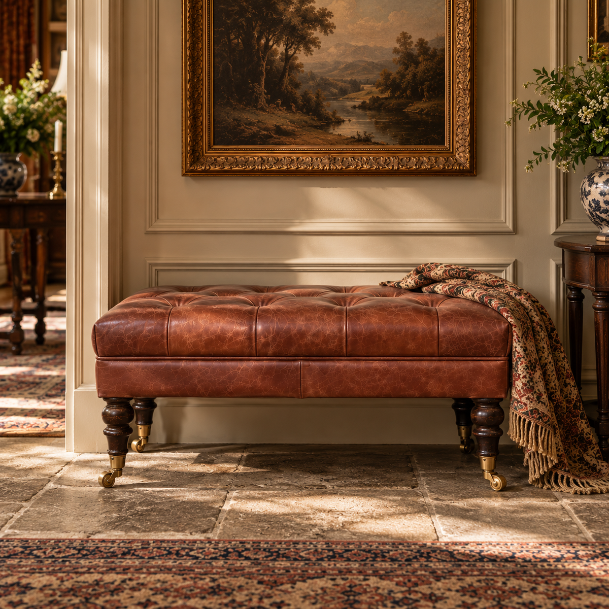 The Cavendish Buffalo Leather Ottoman
