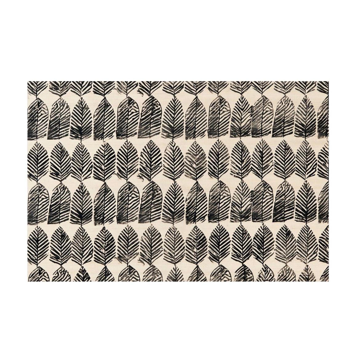 Noir Botanical Rhythm Wall Art – 54x36 Large Black & Cream Botanical Print, Modern Organic Wall Decor, Neutral Boho Statement Art