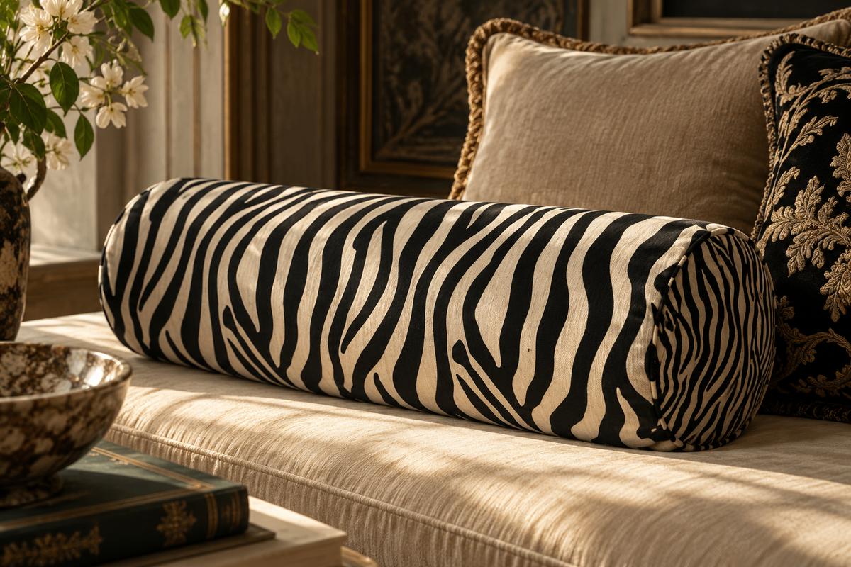 Noir Savanna Zebra Bolster Pillow