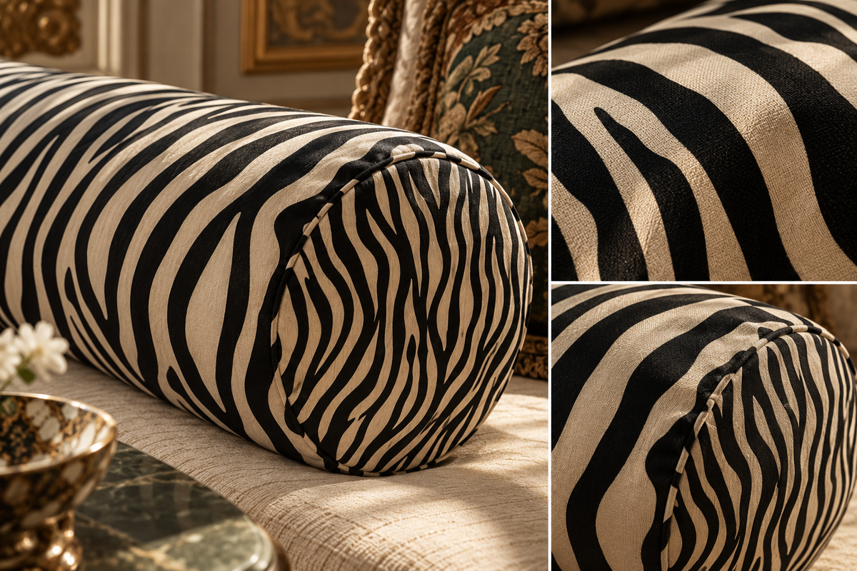 Noir Savanna Zebra Bolster Pillow