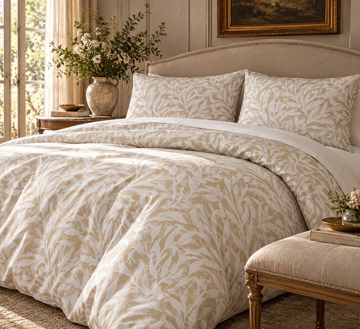 Ivory Willow Botanical Duvet Cover