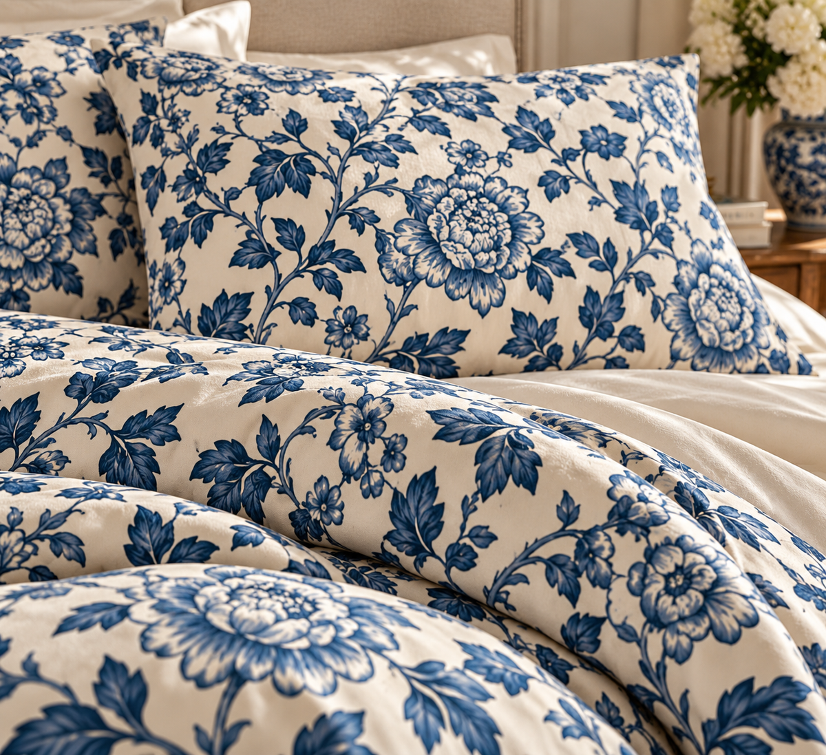 Blue Floral Duvet Cover, English Country Bedding