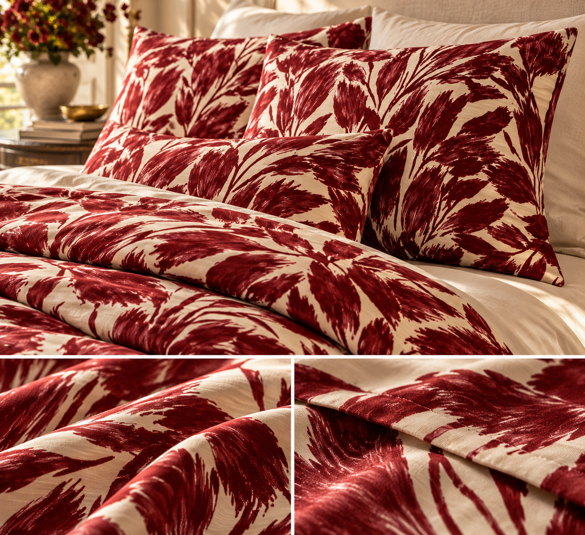 Burgundy Botanical Duvet Cover