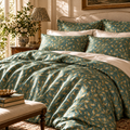 Aurelia Teal & Gold Botanical Silk Duvet Cover