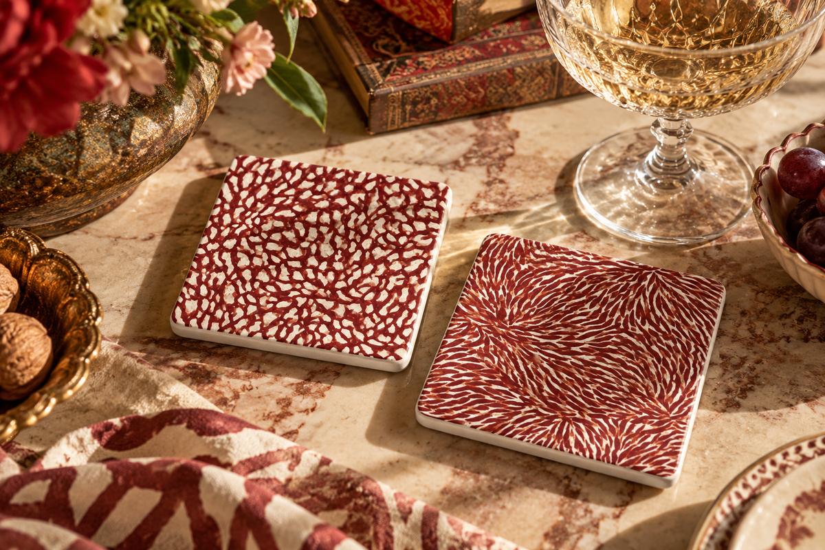 Sienna Coral Ceramic Coaster Set