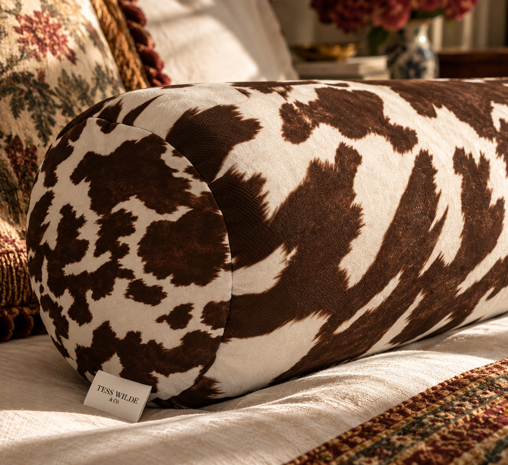 Hadley Cowhide Big Bolster Pillow