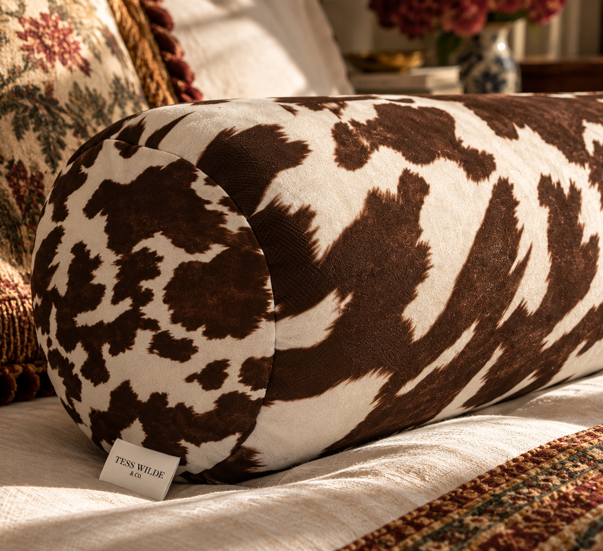 Hadley Cowhide Big Bolster Pillow