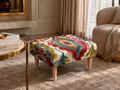Painterly Garden Upholstered Footstool – Luxury Accent Ottoman