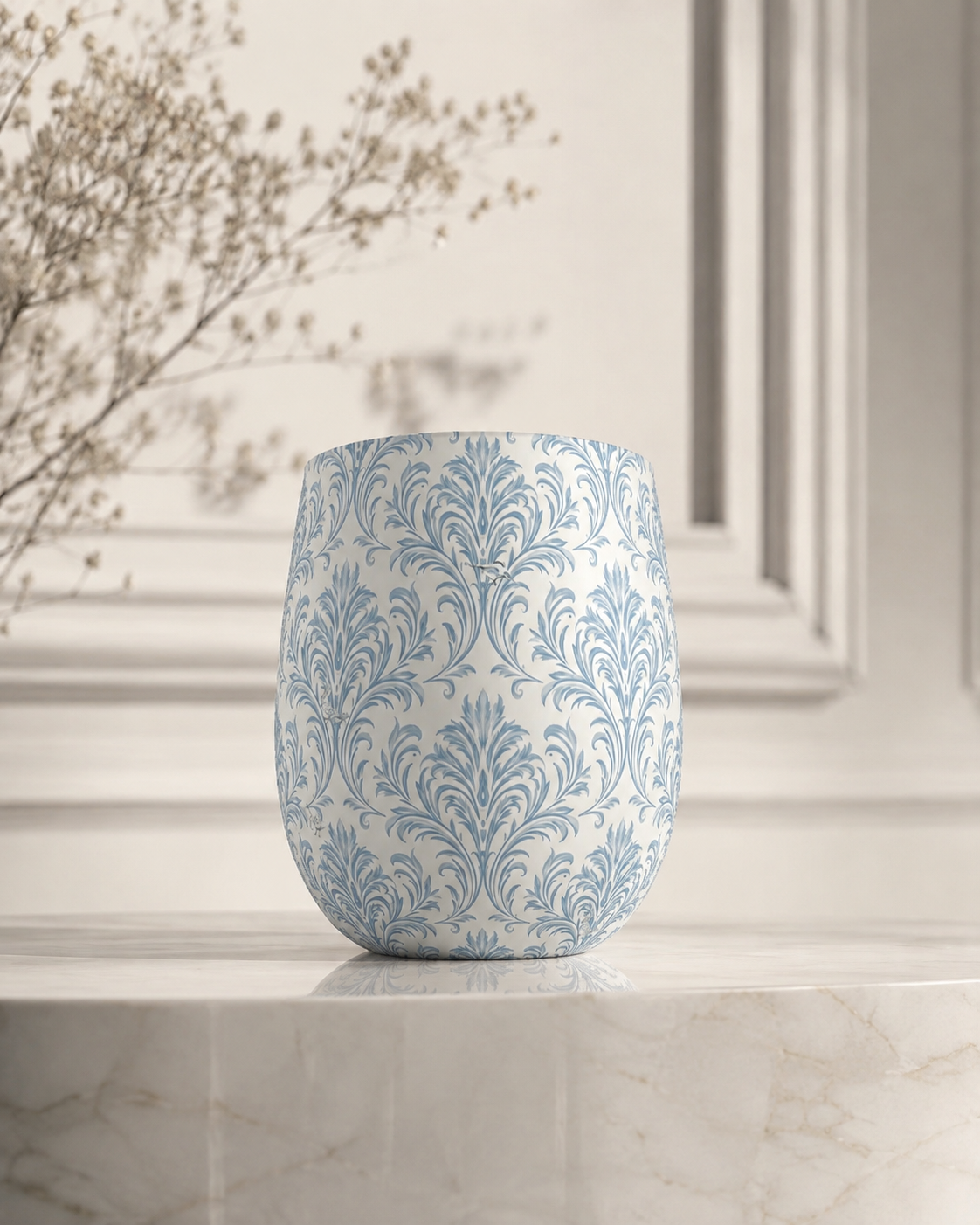 Ciel Damask Tumbler Cup | French Inspired Water Glass