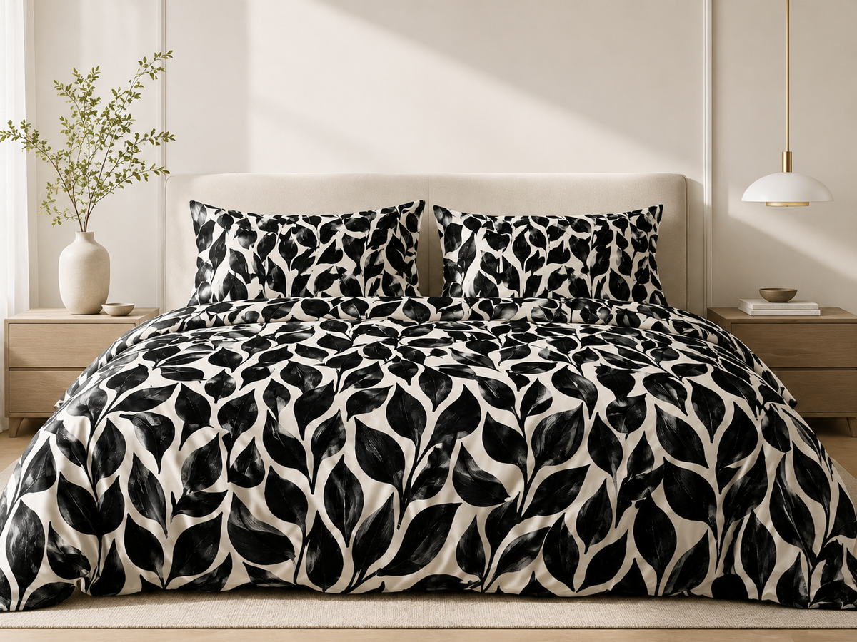 Valerie Noir Botanica Silk Duvet Cover Set