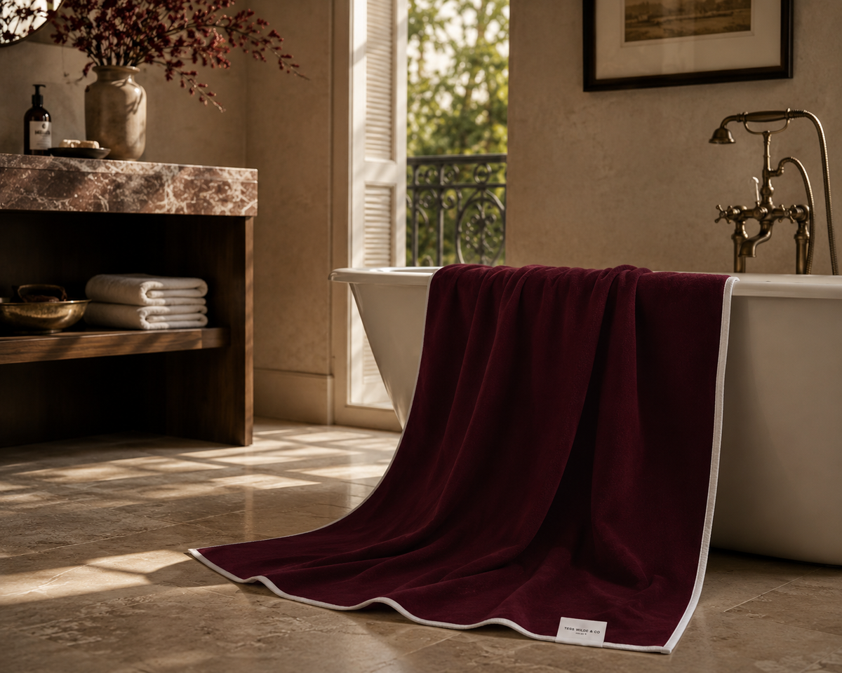 Serena Bordeaux Blanc Towel | Luxury Spa Bath Towel