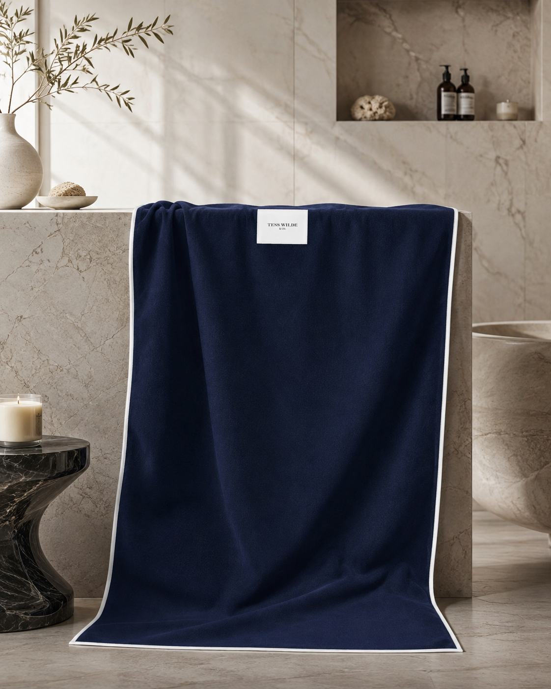 Midnight Riviera Navy Blue Towel – Luxury Resort, Poolside & Beach Towel