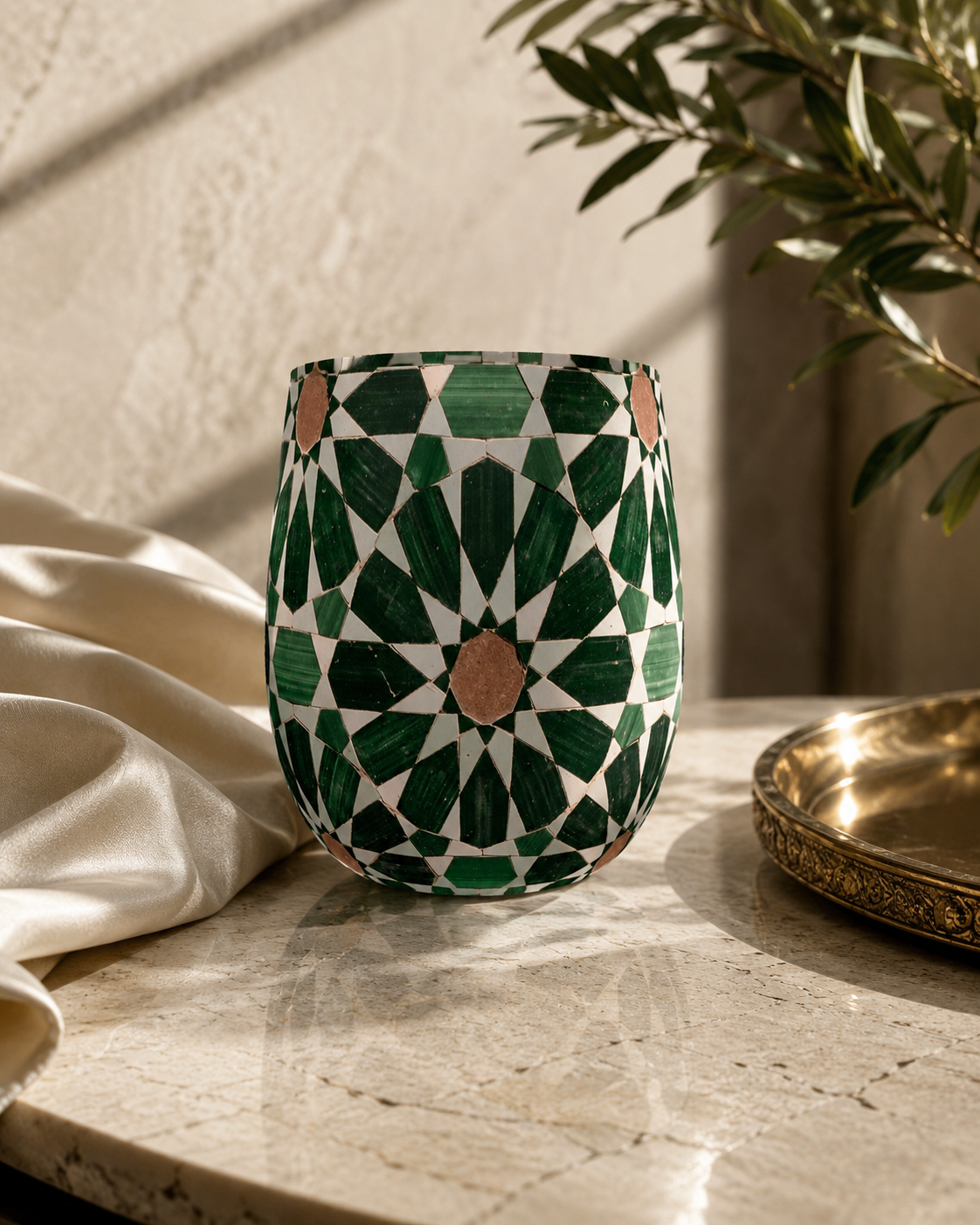 Emerald Zellige Water Glass | The Tile Edit