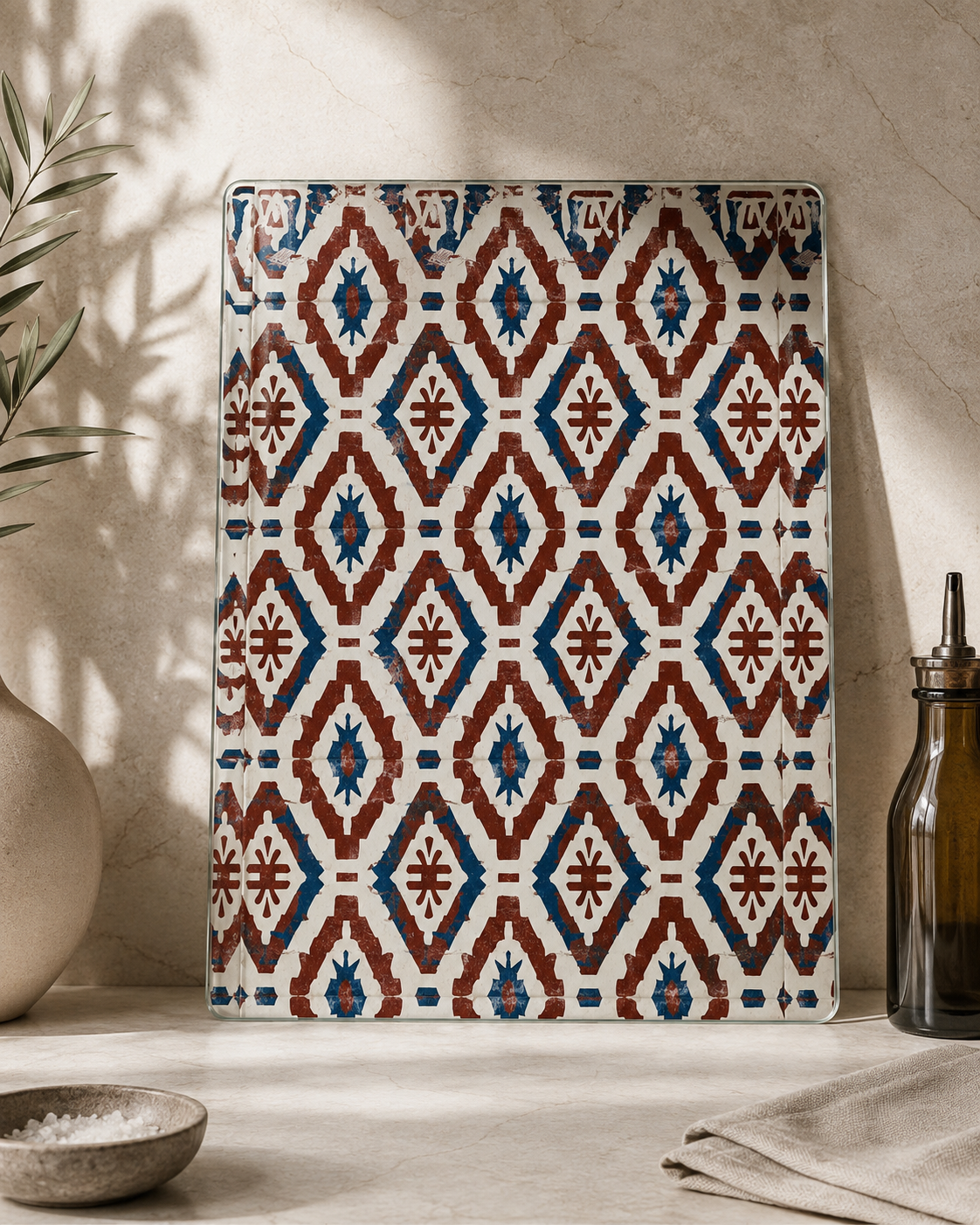 Sierra Tile Glass Chopping Board | Mediterranean Kitchen Decor