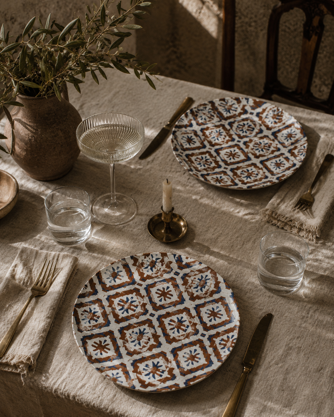Siena Tile China Plate | Mediterranean Ceramic