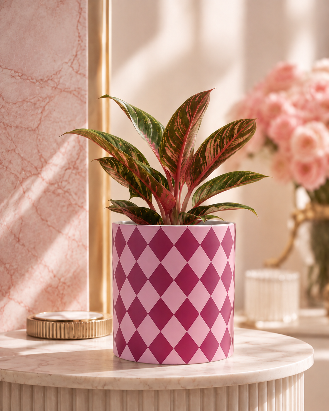 Pink Harlequin Plant Pot