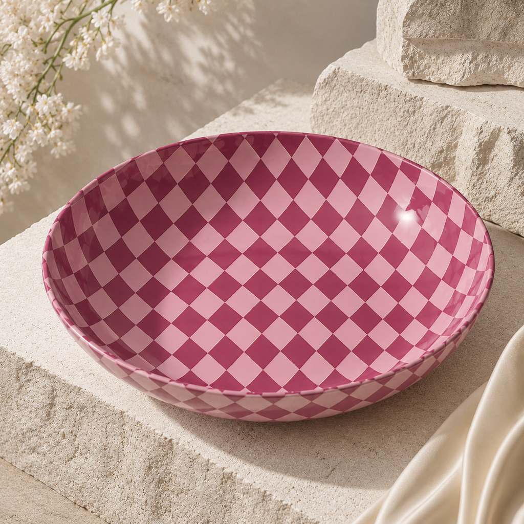 Pink Harlequin Ornamental Bowl