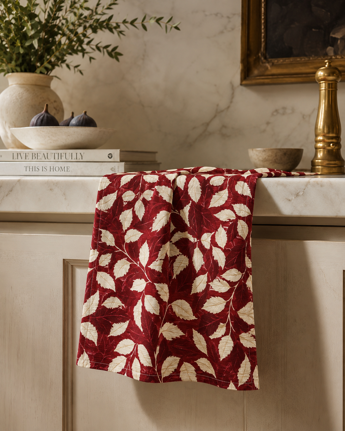 Crimson Laurel Tea Towel | Holiday Hostess Gift