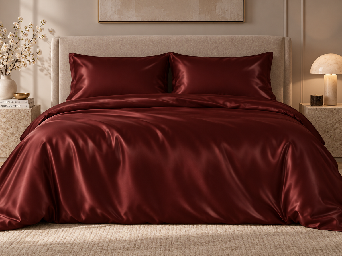 Rory Burgundy Silk Duvet Cover Set