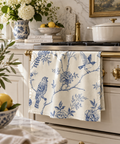 Blue Aviary Toile Tea Towel