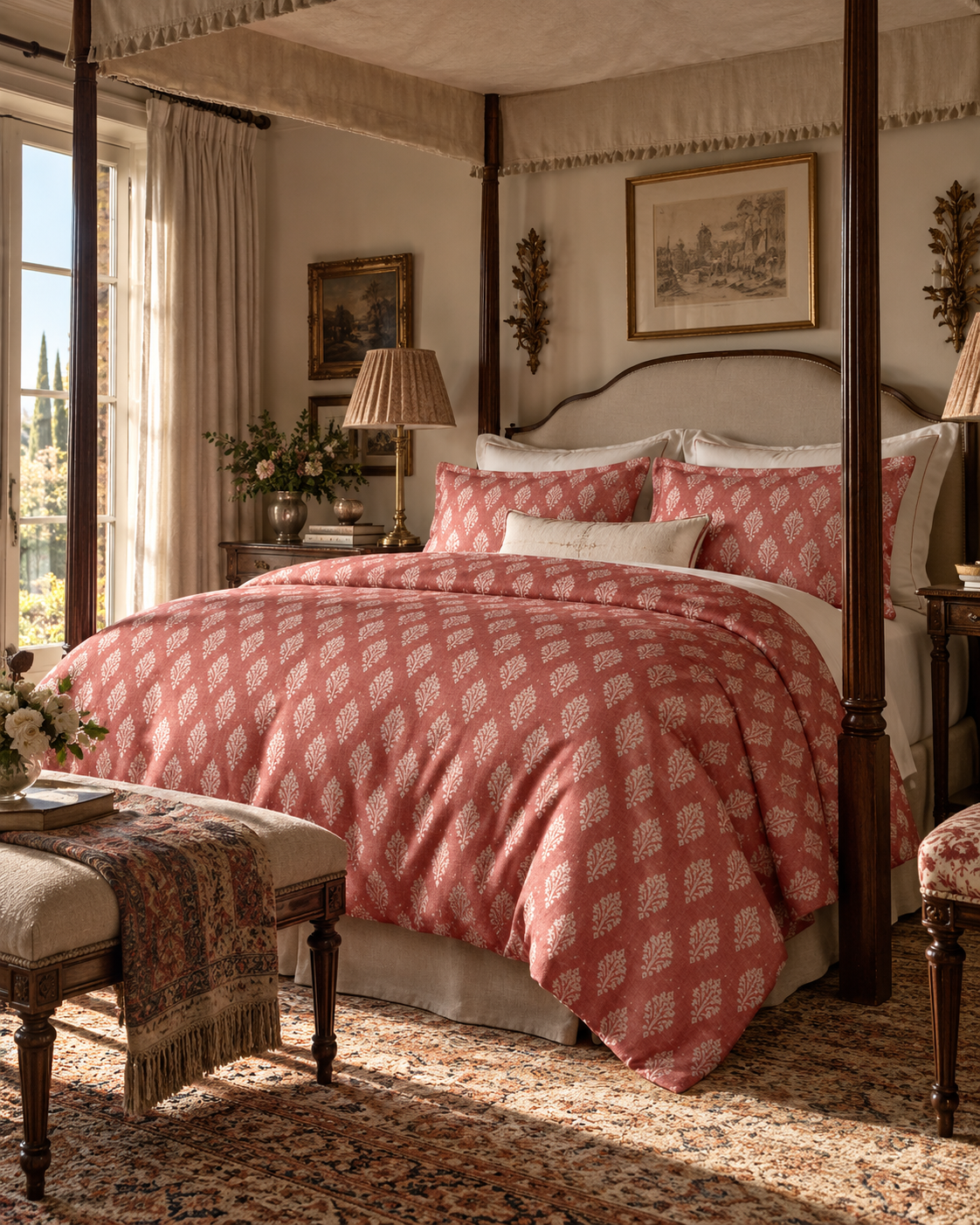 Rosewood Palmette Silk Duvet Cover